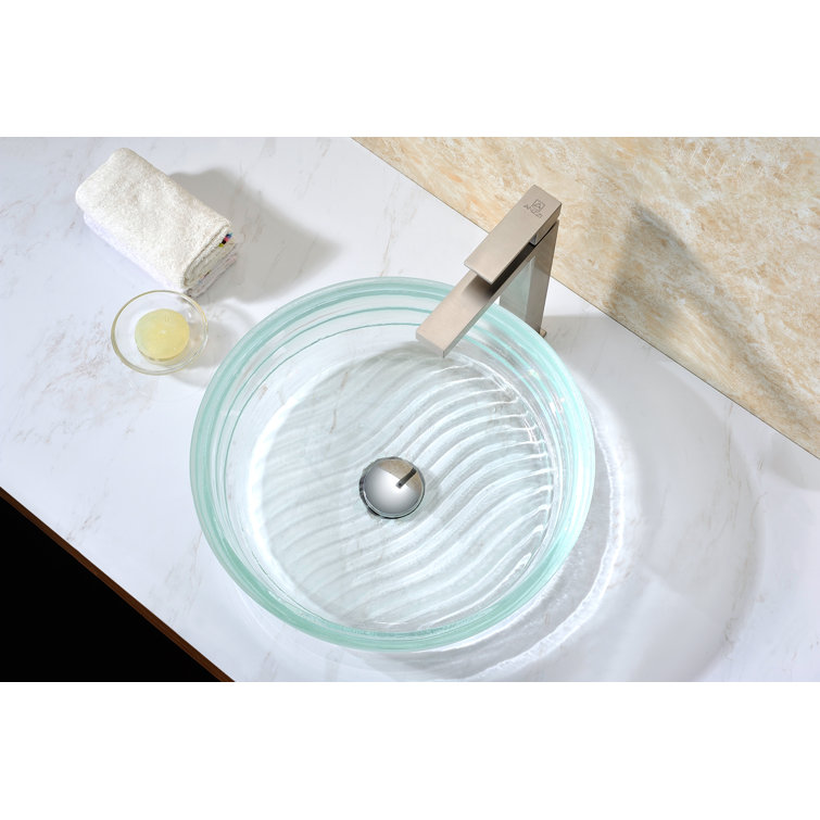 Lustrous Translucent Crystal Glass Circular Vessel Sink