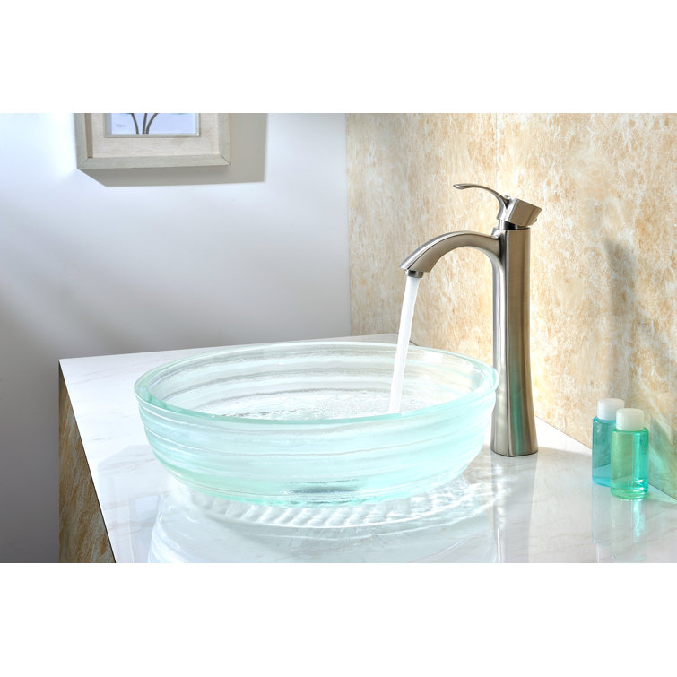 Lustrous Translucent Crystal Glass Circular Vessel Sink