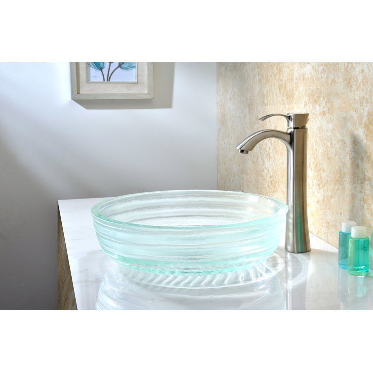 Lustrous Translucent Crystal Glass Circular Vessel Sink