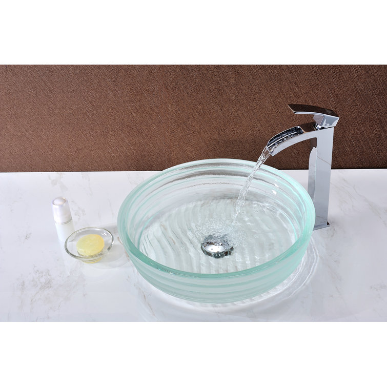 Lustrous Translucent Crystal Glass Circular Vessel Sink