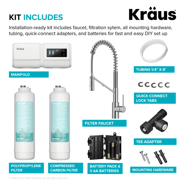 Stainless Steel Commercial Style Pull-Down Kitchen Faucet with Water Filter