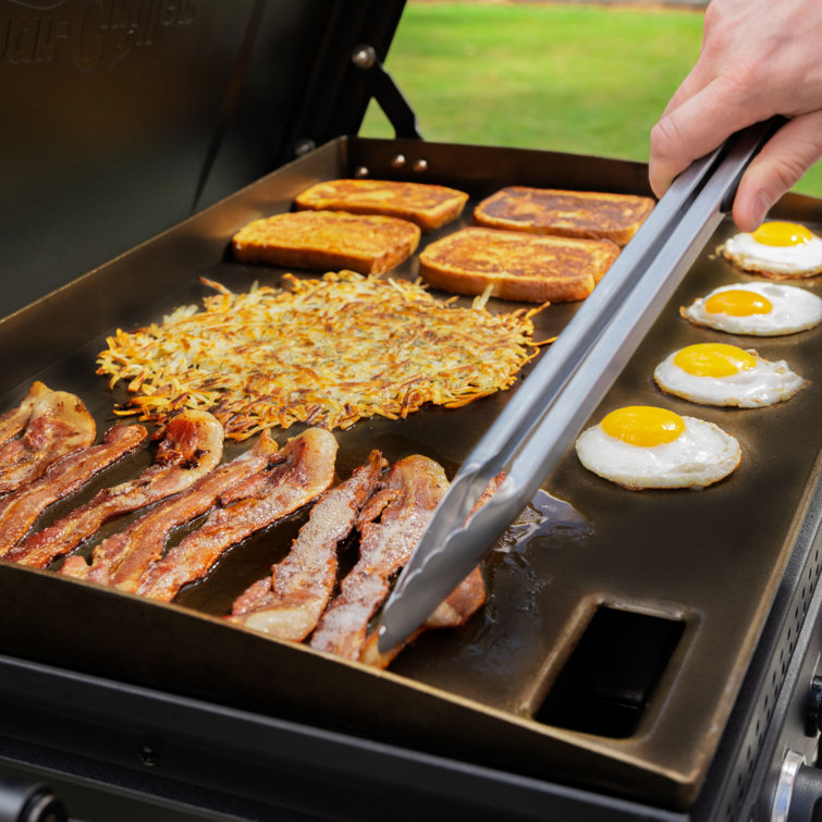 Black Stainless Steel 3-Burner Gas Hibachi Griddle with Lid