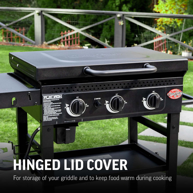 Black Stainless Steel 3-Burner Gas Hibachi Griddle with Lid