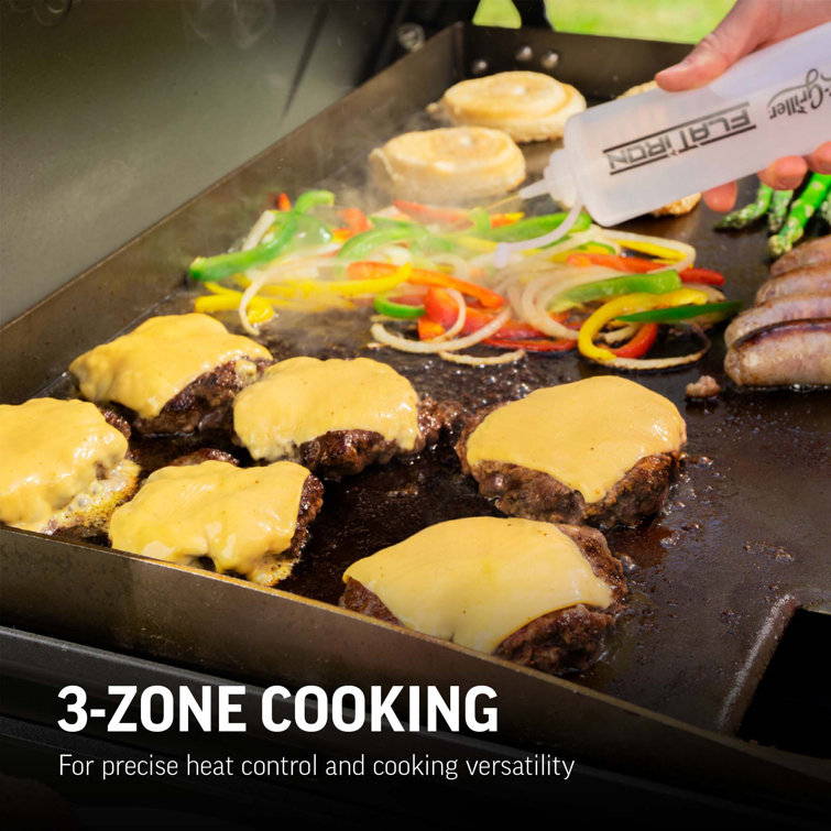 Black Stainless Steel 3-Burner Gas Hibachi Griddle with Lid