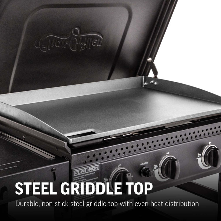 Black Stainless Steel 3-Burner Gas Hibachi Griddle with Lid