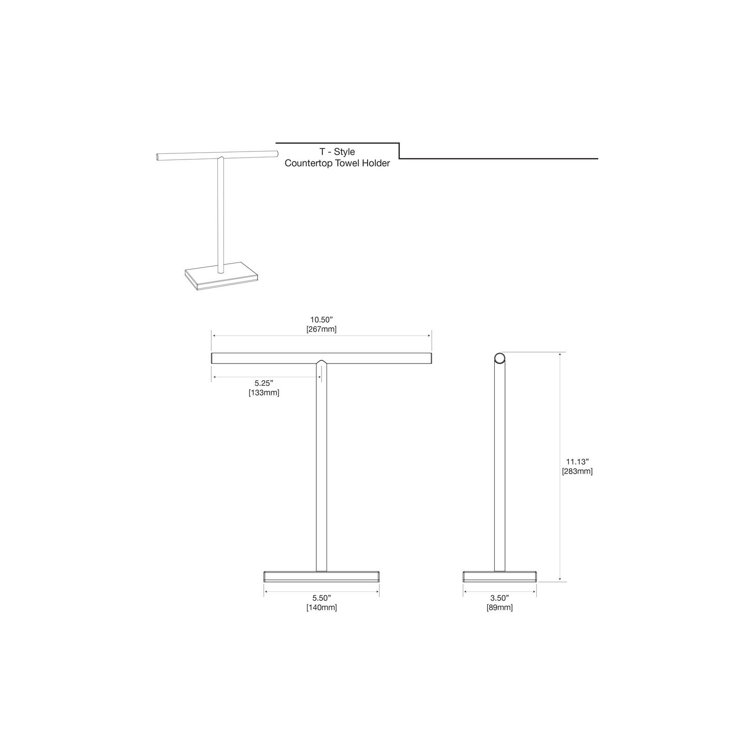 Satin Nickel Freestanding Countertop Hand Towel Holder with Weighted Base