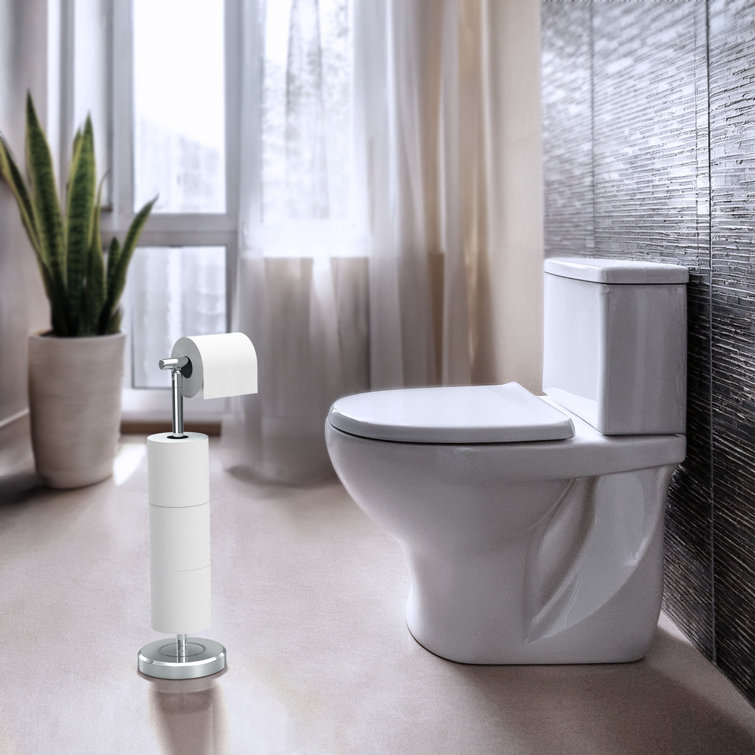 Chrome Freestanding Toilet Paper Holder with Weighted Base