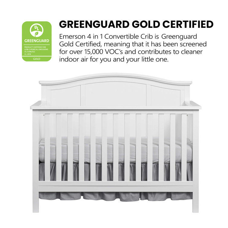Snow White Solid Wood 4-in-1 Convertible Crib