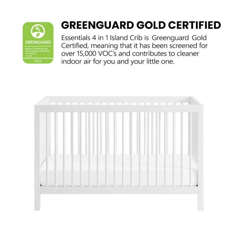 White Solid Wood 4-in-1 Convertible Baby Crib