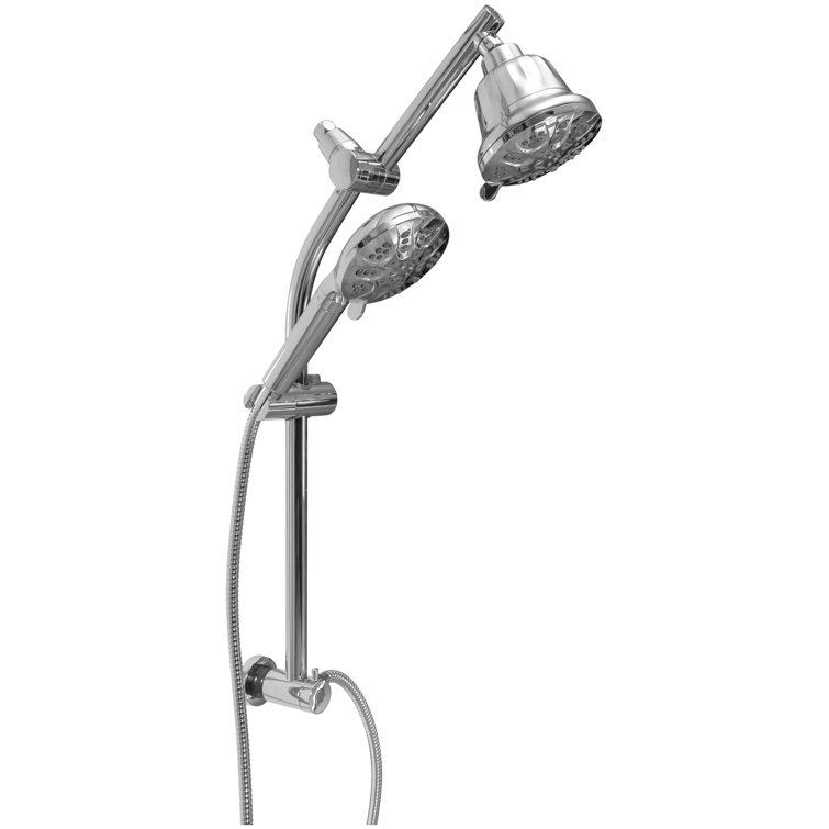Polished Chrome Dual Head Adjustable Height Shower Set with Filter