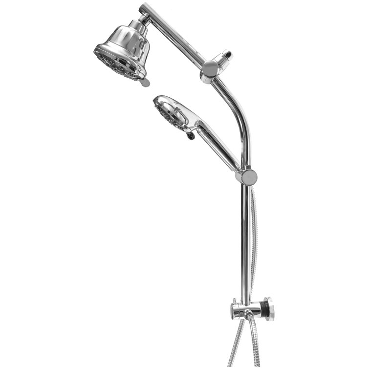 Polished Chrome Dual Head Adjustable Height Shower Set with Filter