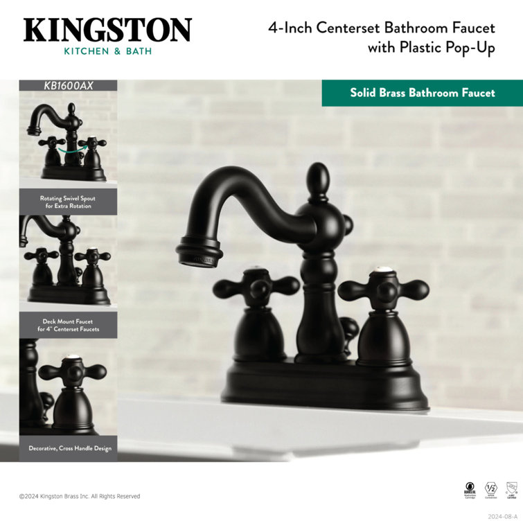 Matte Black Traditional 4-Inch Centerset Bathroom Faucet