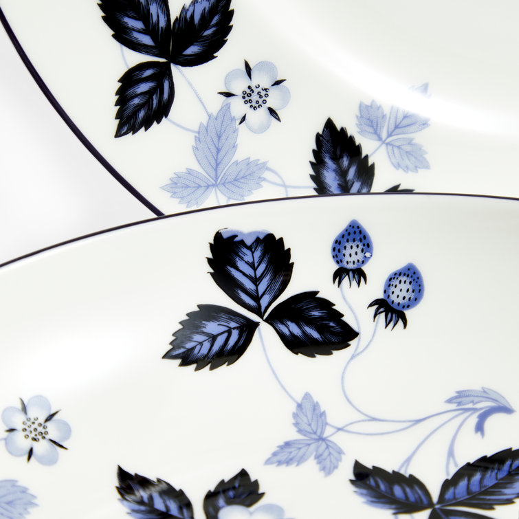 Inky Blue and White Porcelain 4-Piece Dinnerware Set
