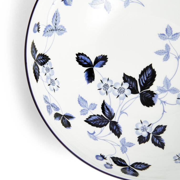 Inky Blue and White Porcelain 4-Piece Dinnerware Set