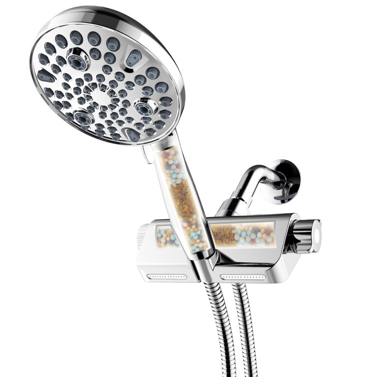 Chrome 10-Function Handheld Shower with Filter and Wall Mount