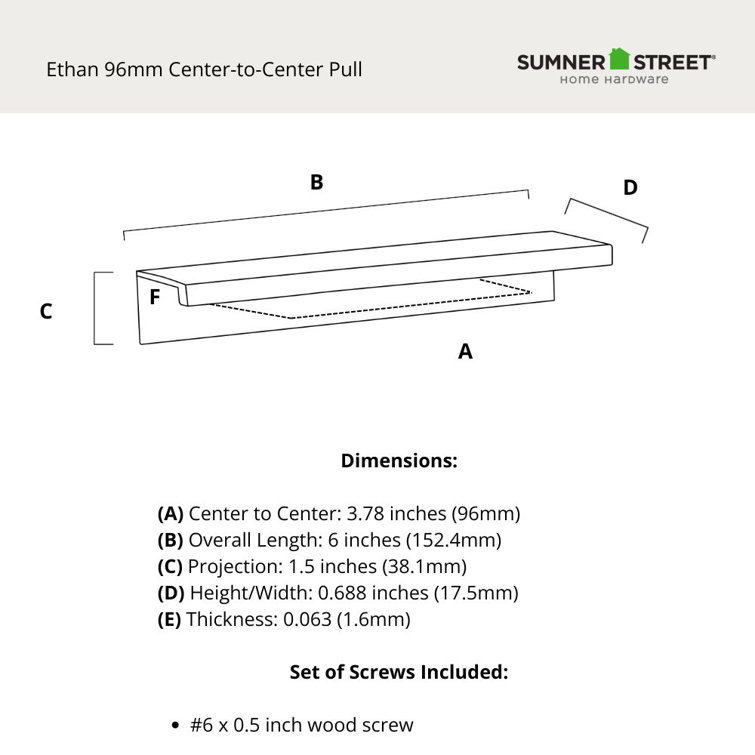 Ethan Satin Brass Rectangular Bar Pull with Mounting Hardware