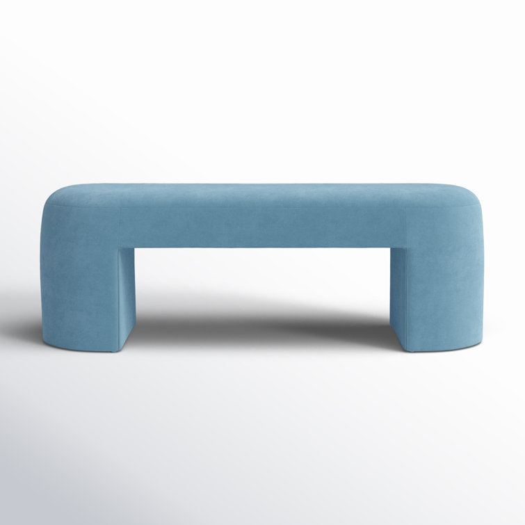 Hobson 51'' Light Blue Velvet Upholstered Bench