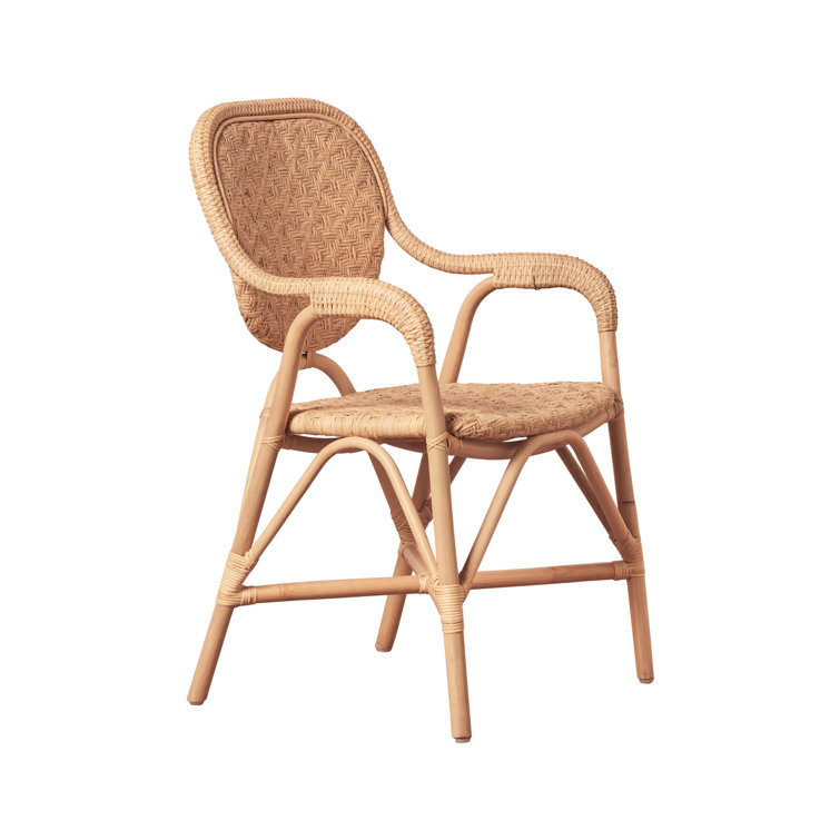 Natural Rattan Wicker Bistro Dining Arm Chair