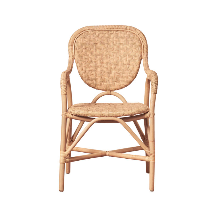 Natural Rattan Wicker Bistro Dining Arm Chair