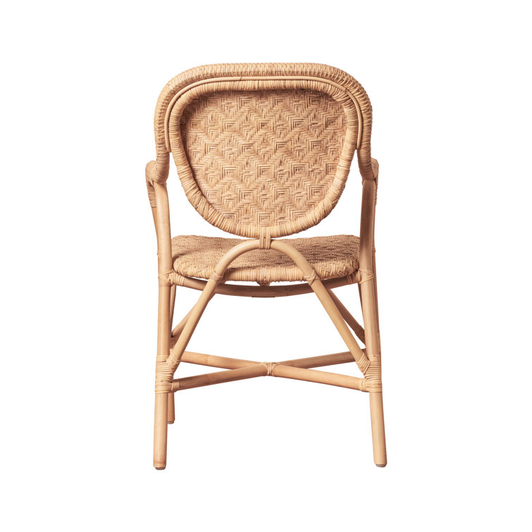 Natural Rattan Wicker Bistro Dining Arm Chair