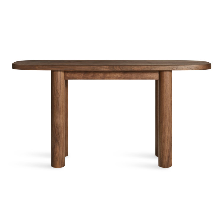 Walnut Capsule-Shaped Wood Console Table