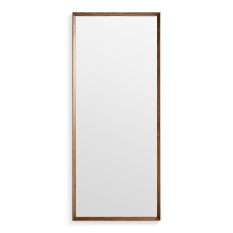 Large Rectangular Walnut Wood Framed Mirror