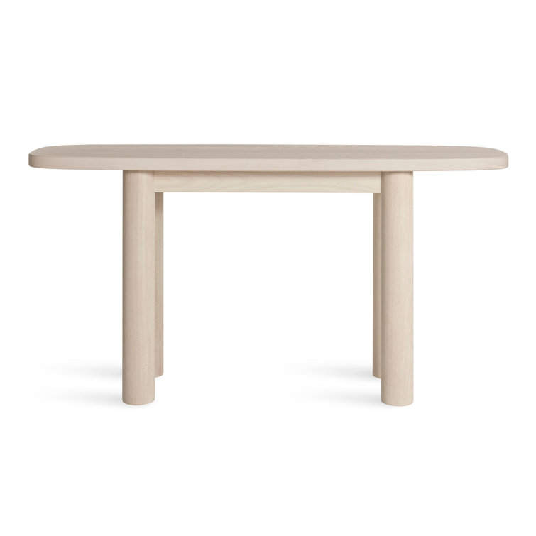 Whitewashed Ash Capsule-Shaped Wood Console Table