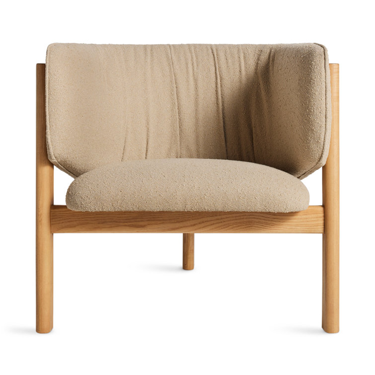 Kelso Camel Upholstered Lounge Chair with Natural Wood Frame