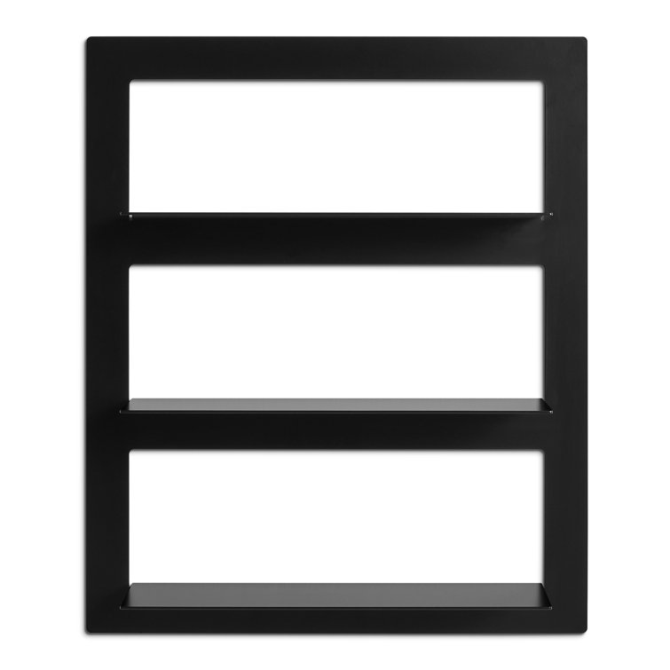 Black Powder-Coated Metal Wall-Mounted Shelf