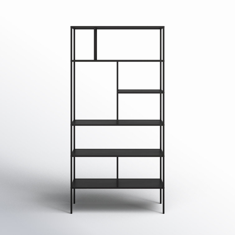 Industrial 5-Tier Blackened Bronze Metal Bookcase, 72" Tall