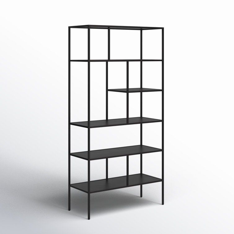 Industrial 5-Tier Blackened Bronze Metal Bookcase, 72" Tall
