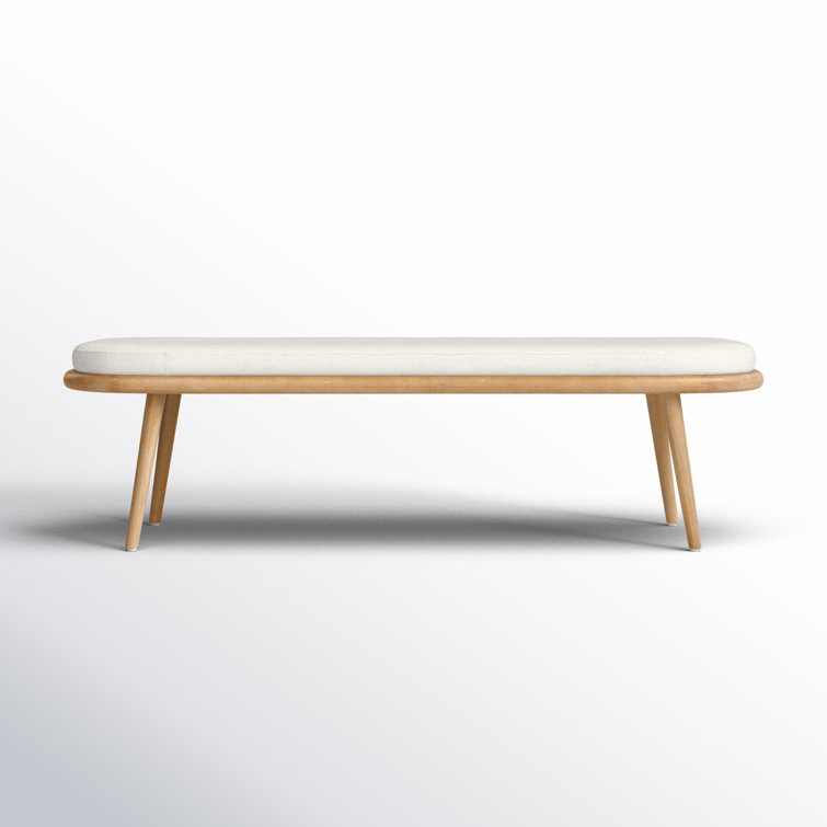 Echo Light Gray Upholstered Mid-Century Modern Bench