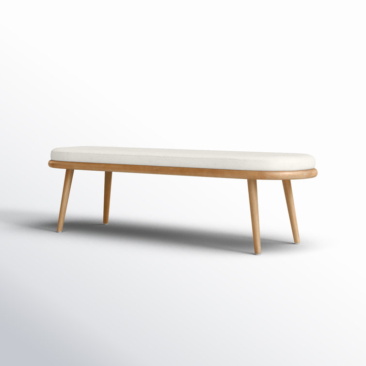 Echo Light Gray Upholstered Mid-Century Modern Bench