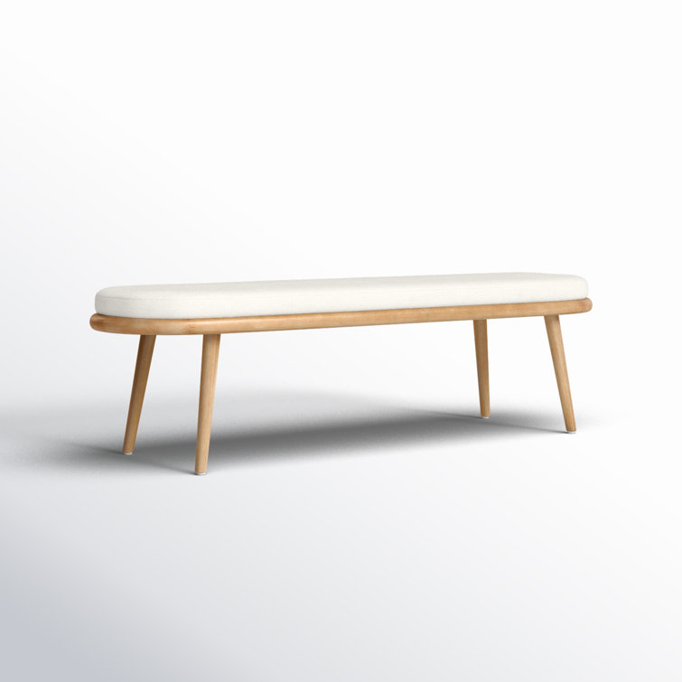 Echo Light Gray Upholstered Mid-Century Modern Bench