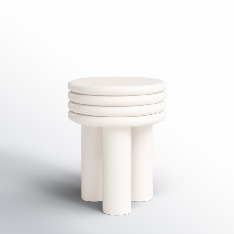 Delta Ivory Round Concrete Side Table - 14"x17"