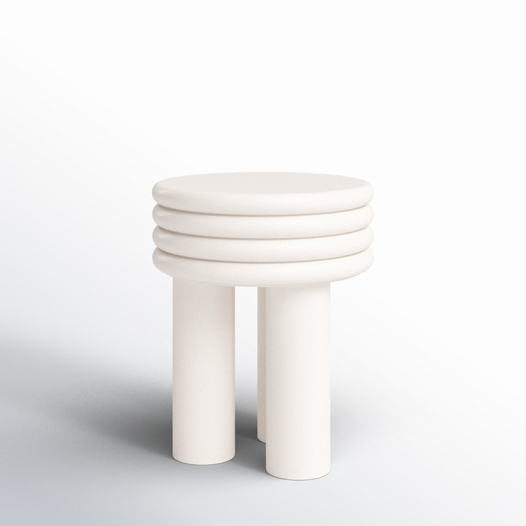 Delta Ivory Round Concrete Side Table - 14"x17"