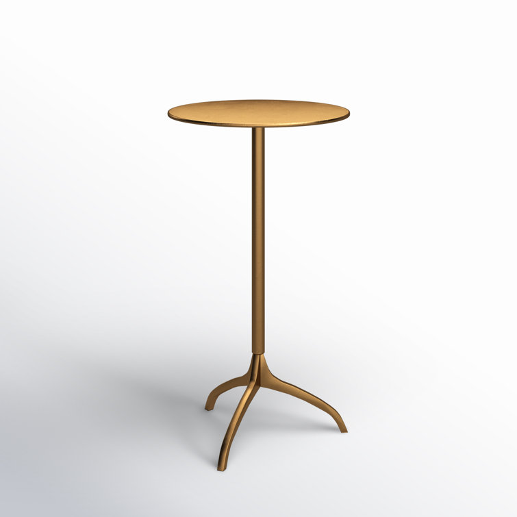 Antique Gold Round Aluminum Pedestal End Table