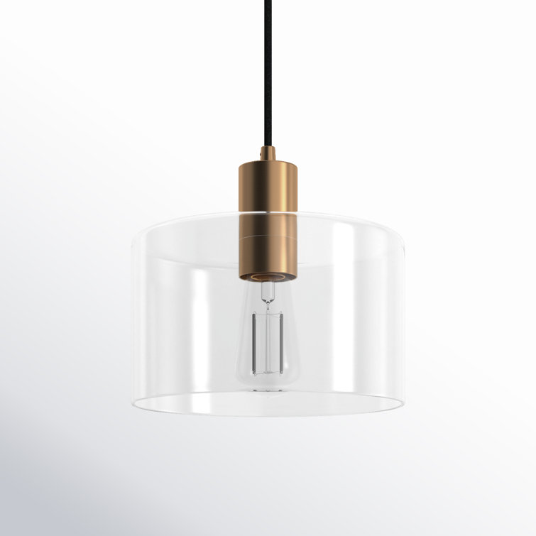 Henri Coastal Clear Glass Drum Pendant with Polished Nickel Finish
