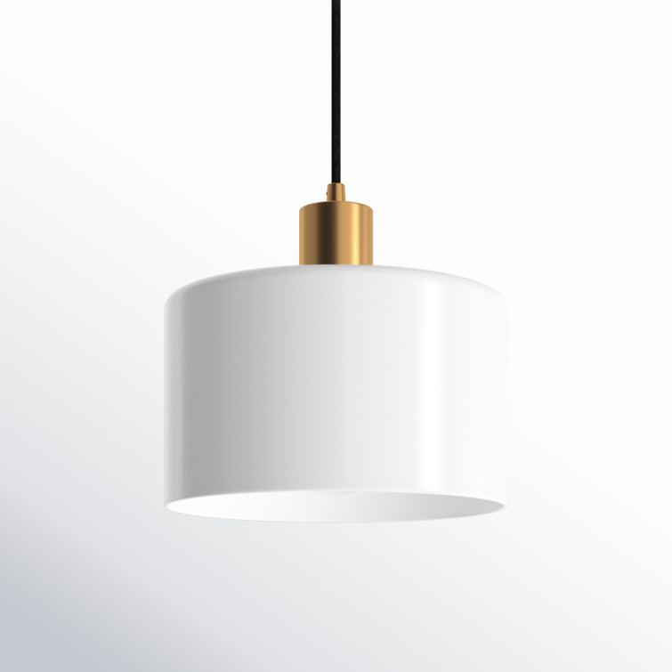 Henri 8'' Brass Mini Drum Pendant with Chiffon White Shade