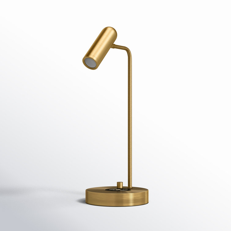 AdessoCharge 17" Antique Brass LED Desk Lamp with Wireless Charging