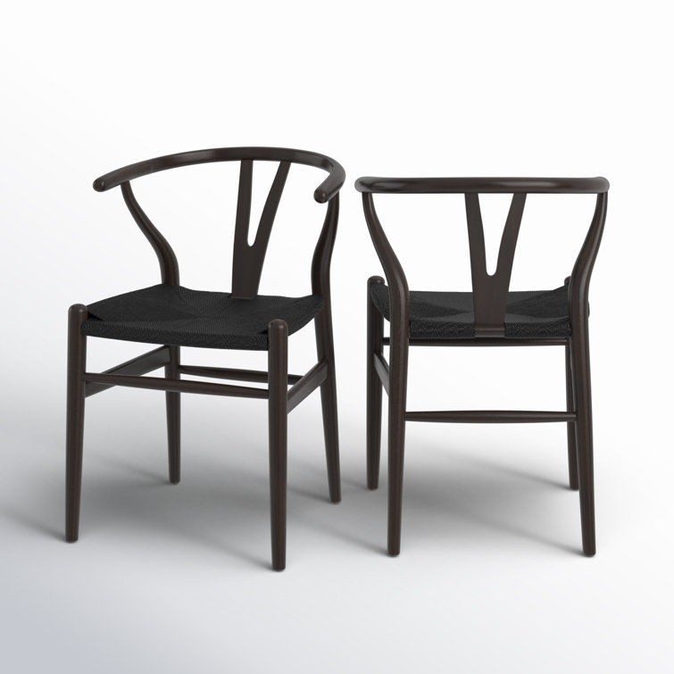Evelina Walnut & Black Geometric Side Chair Set