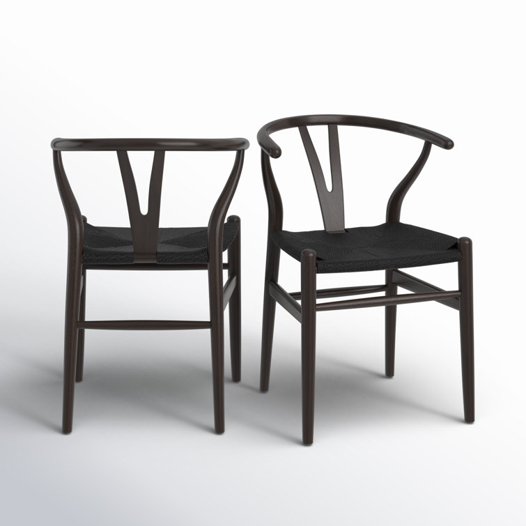 Evelina Walnut & Black Geometric Side Chair Set
