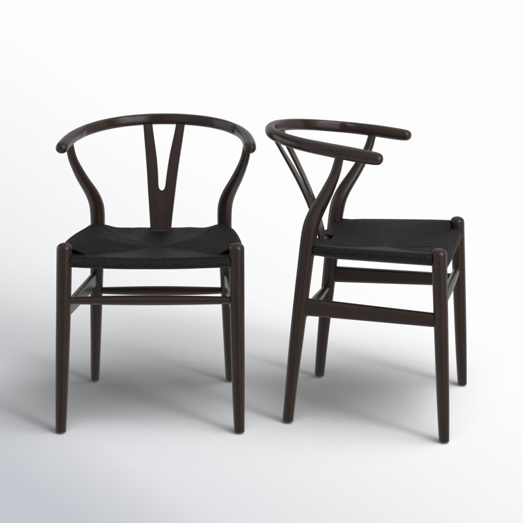 Evelina Walnut & Black Geometric Side Chair Set