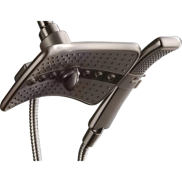 Brushed Nickel Dual Shower Head Combo with Handheld