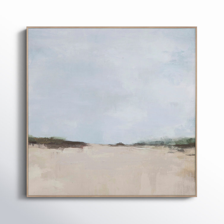 Countryside Landscape Framed Canvas Painting with Pine Frame