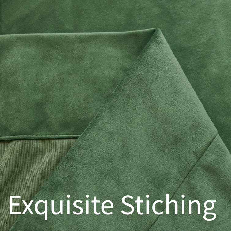 Sage Green Velvet Room Darkening Curtain Panels with Grommets, 52" x 96"