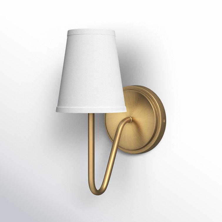 Natural Brass and White Empire Shade Dimmable Sconce