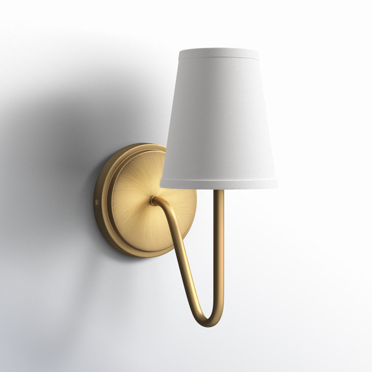 Natural Brass and White Empire Shade Dimmable Sconce