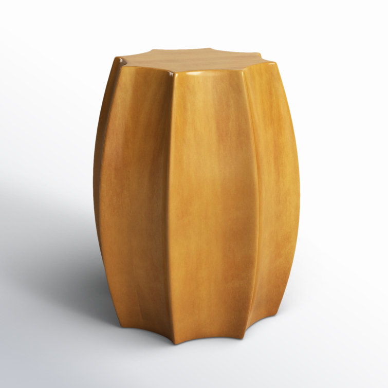 Amber Ceramic Scalloped Edge Outdoor Accent Stool