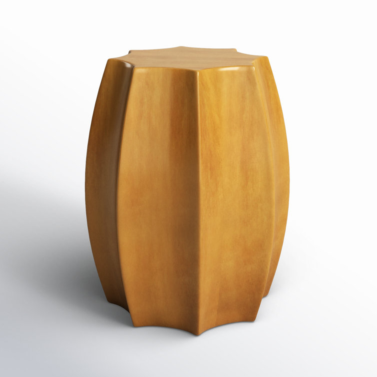 Amber Ceramic Scalloped Edge Outdoor Accent Stool